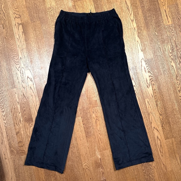 Tibi Ultrasuede Scottie Jogger Navy Blue Straight Relaxed Pants Womens Small - Picture 1 of 9
